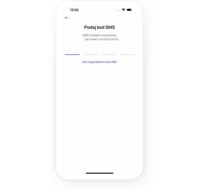 Ekran telefonu z komunikatem 'Podaj kod SMS' oraz notatką 'Nie mogę odebrać kodu SMS'